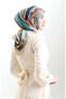 Karaca Patterned Natural Fiber Scarf 82019-04 Honey Foam Navy Blue - 3