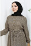 Gathered waist half button dress 0110-02 mink - 3