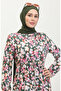 Floral patterned viscose dress 0442-01 emerald green pink - 8