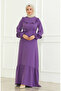 Aerobin Fabric Ruffle Belted Dress 0478-02 Purple