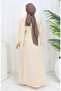 Brooch detailed dress 0017-06 beige - 5