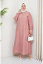 Plus size polka dot patterned dress 0707-02 powder