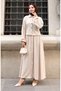 Shirt Collar Hijab Tunic Skirt Two-Piece Set 0223-01 Beige - 2