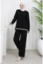 Knitwear Eyelash Detailed Sweater Trousers Double Suit 0015-01 Black - 3