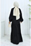 Viscose Fabric Half Button Dress 0062-04 Black - 6