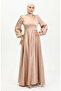 Satin evening dress with cups 52895-01 mink - 2
