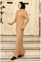Ribbed knitted dress 24207-03 coffee with milk - 2