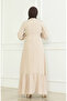 Aerobin Fabric Ruffled Belted Dress 0478-03 Beige - 6
