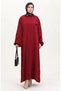 Brooch detailed dress 0017-05 burgundy