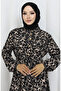 Viscose Fabric Half Button Patterned Dress 0087-05 Black Milk Coffee - 3