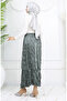 Elastic Waist Satin Skirt 0048-02 Mold Green - 5