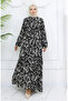 Viscose Fabric Sleeve Elastic Dress 2006-04 Black White