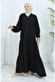 Viscose Fabric Half Button Dress 0062-04 Black - 2
