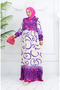 Purple Beige Viscose Patterned Half Button Dress 0028-03 - 2