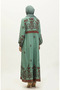 Large size floral patterned viscose dress 4084-04 çağla green - 5