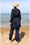 Sultan Series Quick-Drying Parachute Fabric Swimsuit Set with Elastic Waist and Bag 2038-04 Navy Blue - 5