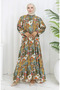 Viscose fabric gathered dress 2094-01 mink