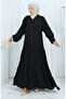 Viscose Fabric Half Button Dress 0062-04 Black - 3