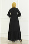 Aerobin Fabric Ruffled Belted Dress 0478-04 Black - 5