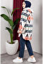 Patterned Hooded Plush Cardigan 2062-06 Salmon - 5