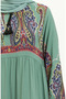 Patterned Viscose Dress 4073-02 Green - 4