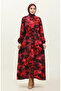 Ahsen floral patterned viscose dress 0329-11 navy red