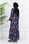 Jessica patterned fabric dress 0033-03 black turquoise - 5
