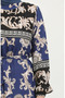 Patterned Gathered Skirt Black Navy Blue Dress - 0377-03 - 4