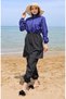 Retro Patterned Adjustable Waist Hijab Swimsuit 5039-02 Cobalt blue