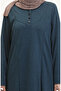 Plus Size Button Detail Dress 0532-06 Petrol - 4