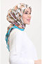 وشاح ناعم منقوش 70245-12 بني فيروزي - 2