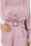Layered Satin Evening Dress 6001-06 Powder Pink - 4