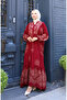 Balloon sleeve viscose dress 5581-03 burgundy - 3