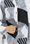 Viscose Fabric Buttoned Dress 0051-04 Gray Black - 5