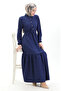 فستان بأزرار مطاطية 0104-05 أزرق داكن - 3