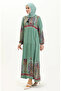 Patterned Viscose Dress 4073-02 Green - 2