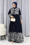 Water pattern dress 4082-03 navy blue white - 3