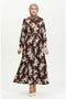 Bürümcük fabric patterned dress 5010-03 brown