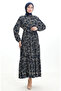 Judge collar lace-up patterned dress 0200-02 black burgundy