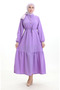 Beli Lace-Up Half Button Dress 0182-08 Lilac