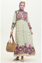 Floral Patterned Dress 4093-02 Fuchsia