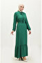 Saree tie collar skirt pleated dress 0357-06 emerald green - 2