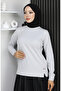 Slit Detailed Combed Cotton Blouse 1064-01 Stone - 3