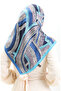 Karaca Rayon Scarf 81055-11 Navy Blue Turquoise - 3