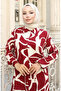 Viscose Fabric Tunic Trousers Double Set 0143-04 Claret Red - 4