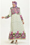 Floral Patterned Dress 4093-02 Fuchsia - 3