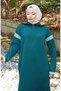 Knitwear Turtleneck Paneled Dress 0508-07 Petrol - 4