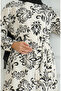 Patterned belted linen dress 0471b-03 beige black - 4