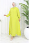 Buttoned pocket long hijab tunic pants set 0097-05 olive green - 3