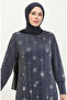 Embellished Glittery Dress 0408-03 Navy Blue - 3